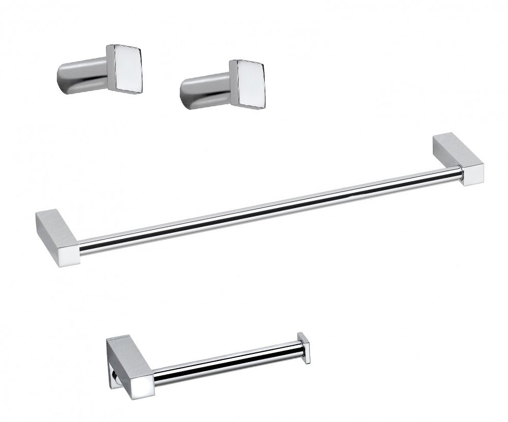 Cosmic Metric set accessori portasciugamano cromo 4pz Cromo Lucido, dettaglio ravvicinato del materiale e dell'aggancio...