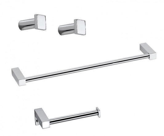 Cosmic Metric set accessori bagno con  portasasciugamano 40 cm portarotolo destro e 2 appendini cromo