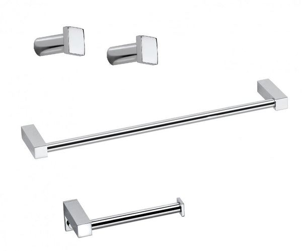 Cosmic Metric set accessori bagno con  portasasciugamano 40 cm portarotolo destro e 2 appendini cromo