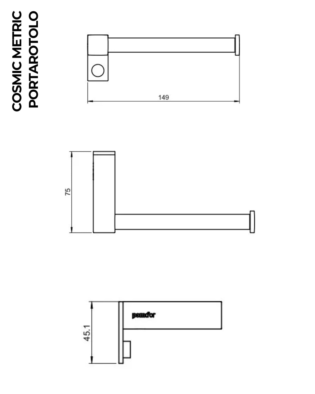 Cosmic Metric set accessori portasciugamano bagno nero opaco 4pz