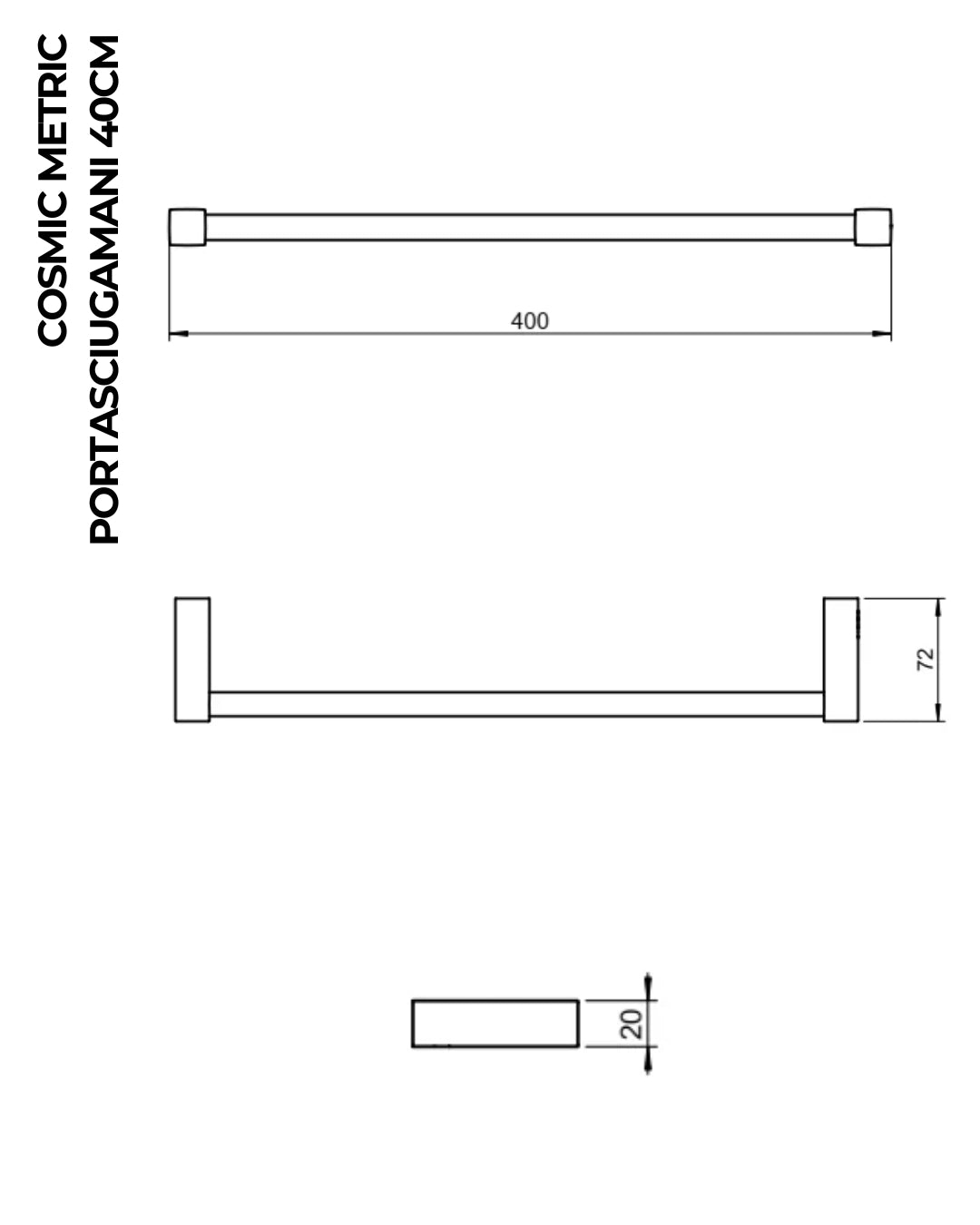 Cosmic Metric set accessori portasciugamano bagno nero opaco 4pz