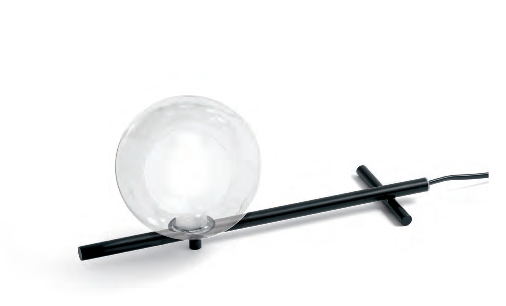 Miloox Mikado Lampada Da Tavolo in Vetro Trasparente e in satinato accesa in ambiente, design e diffusione della luce