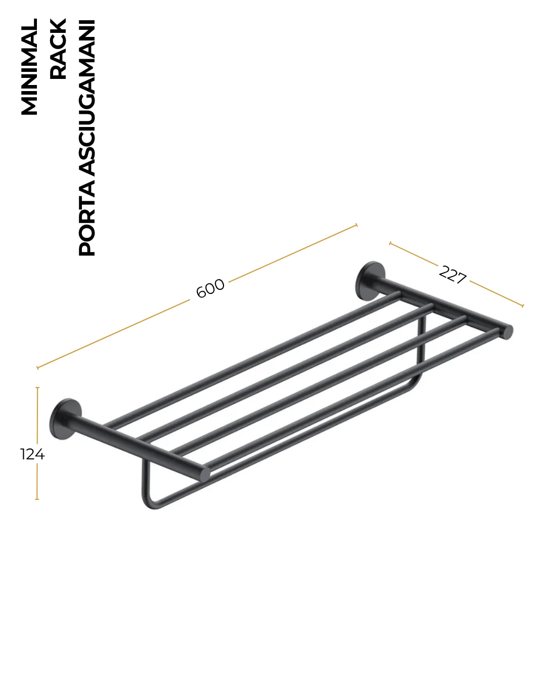 Rack portasciugamani 60 cm nichel spazzolato Minimal