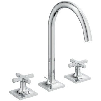 Miscelatore a due leve per lavabo con asta saltarello e piletta metallica cromo Joy Neo BD143AA Ideal Standard