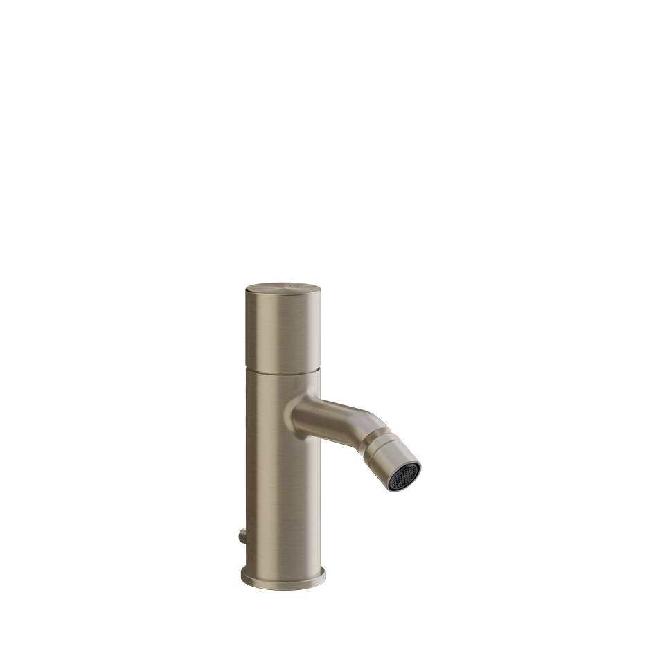 Gessi habito unito Miscelatore bidet con scarico brass in pvd, vista frontale della maniglia e della bocca di erogazione