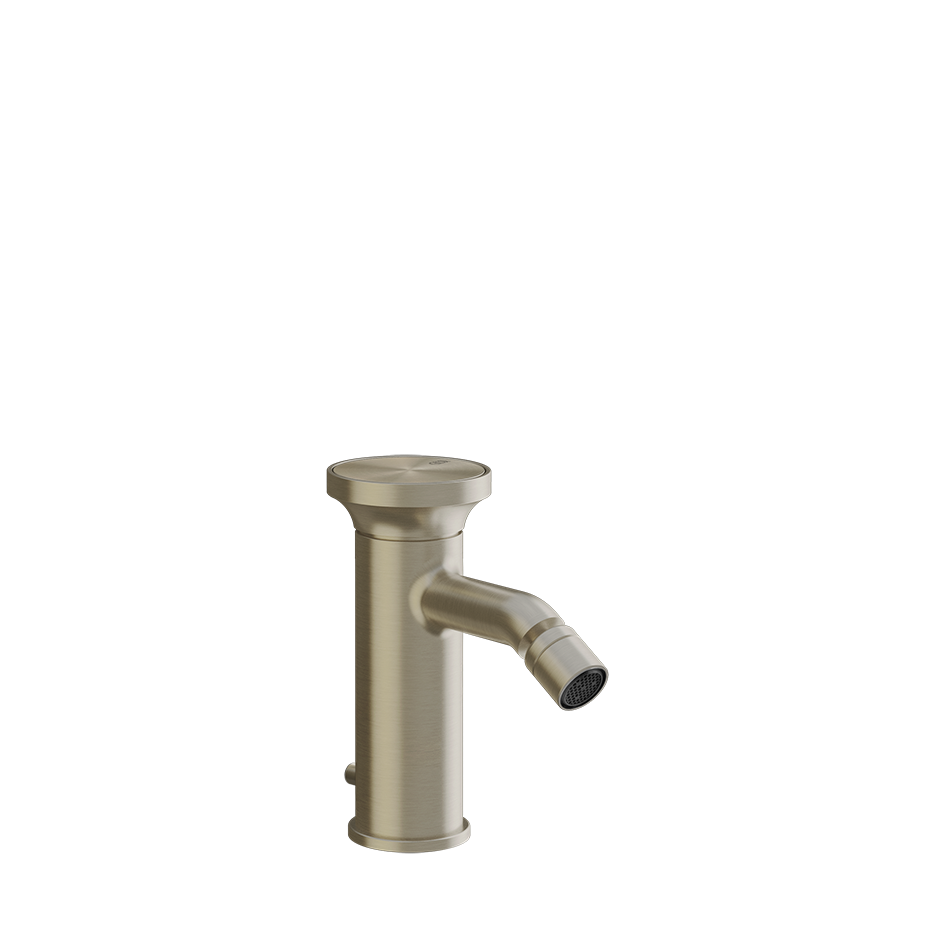 Gessi Miscelatore bidet monocomando brass brushed, vista frontale della maniglia e della bocca di erogazione