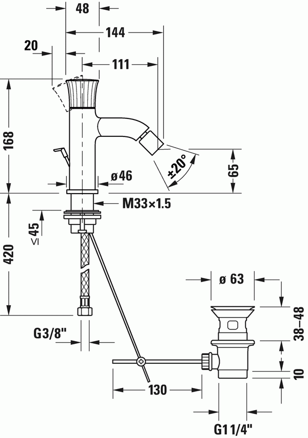 Miscelatore bidet monocomando cromo White Tulip WT2400001010 Duravit