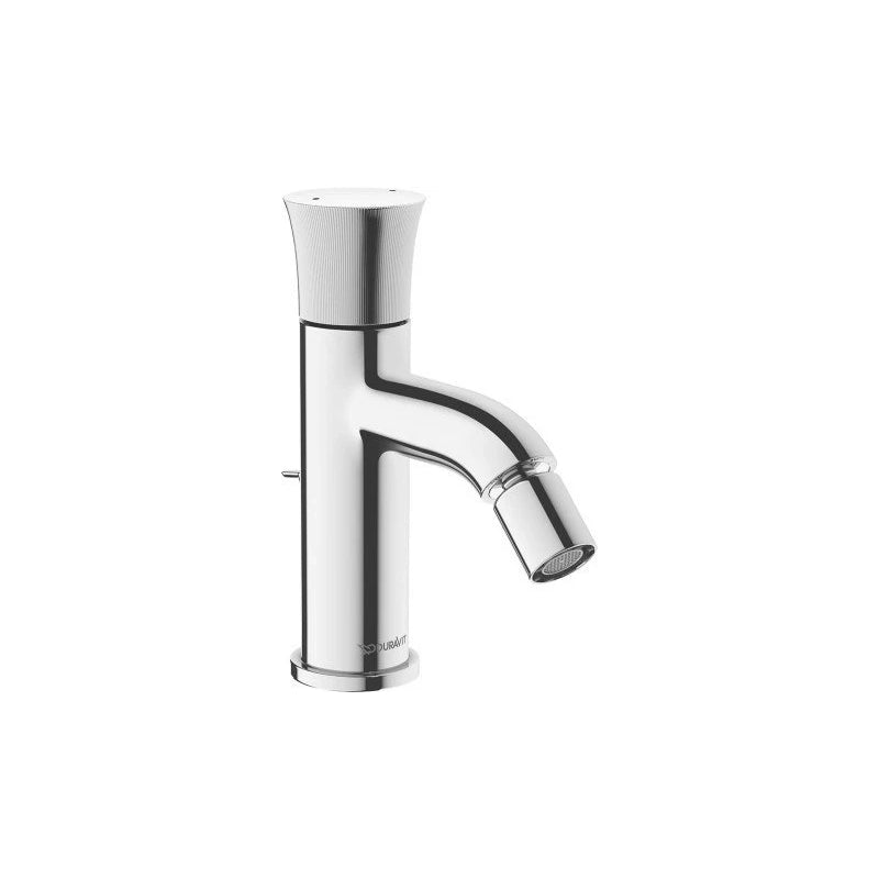 Duravit White Tulip Miscelatore bidet monocomando cromo Cromo Lucido, dettaglio ravvicinato della finitura e del marchio