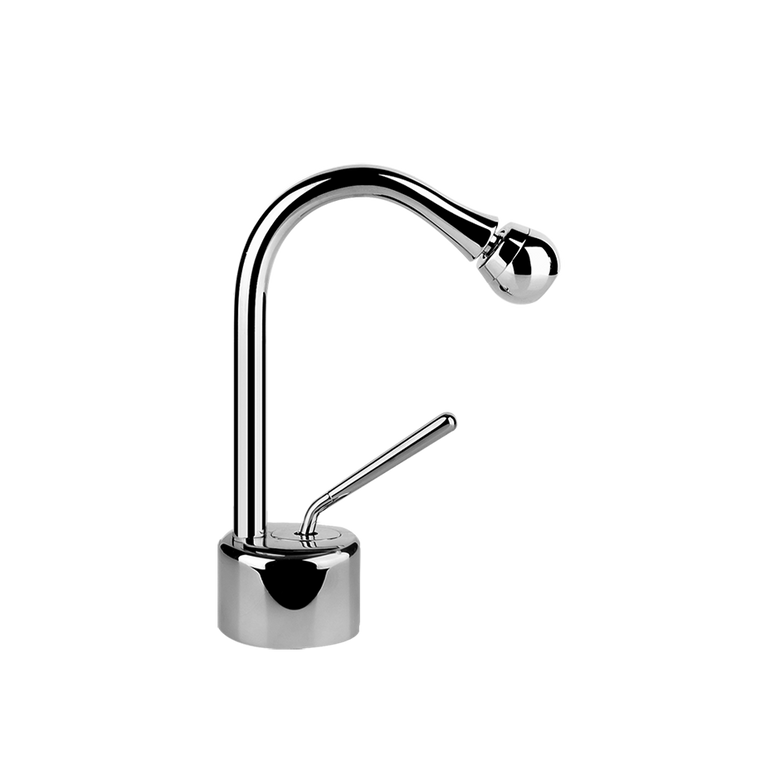 Gessi Goccia Miscelatore bidet senza scarico cromo Cromo Lucido, vista frontale della maniglia e della bocca di erogazione