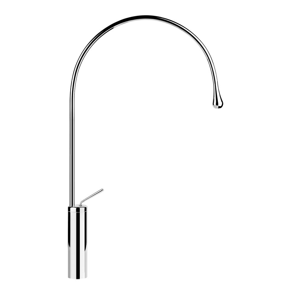 Goccia Gessi Miscelatore Lavabo Alto Bocca Lunga Senza ambientato su piano bagno con accessori