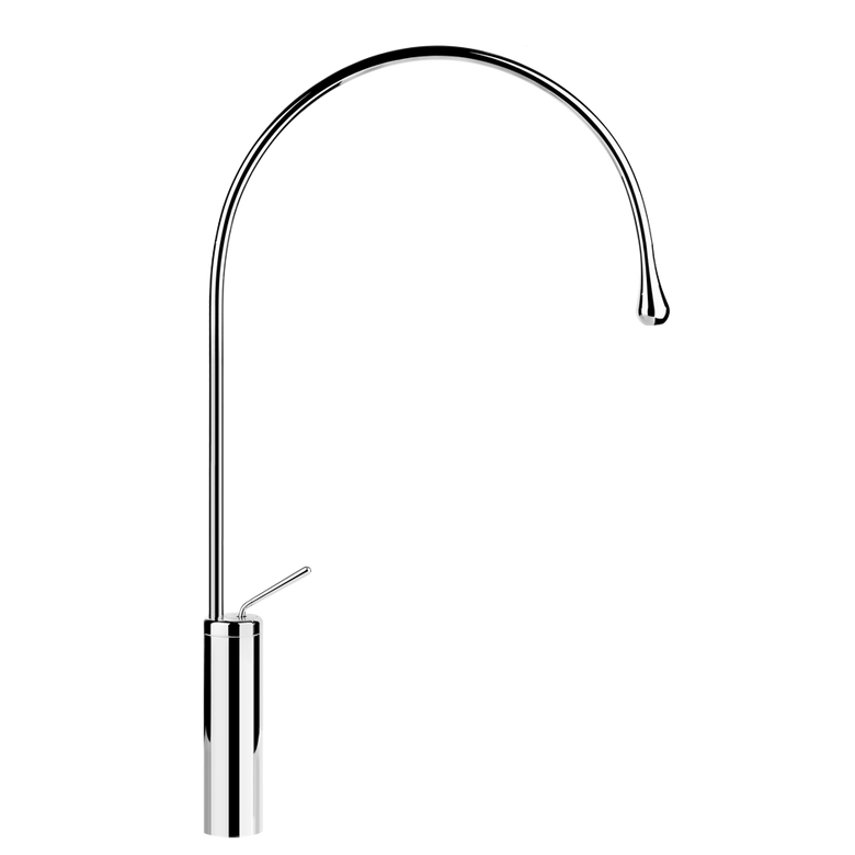 Goccia Gessi Miscelatore Lavabo Alto Bocca Lunga Senza ambientato su piano bagno con accessori