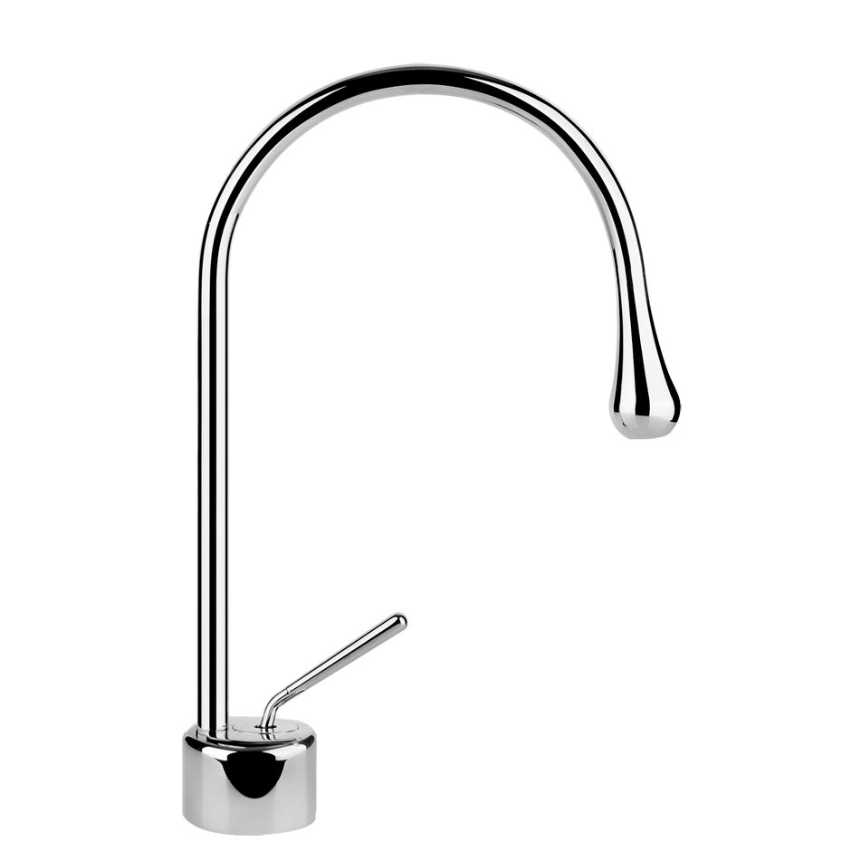 Gessi Goccia miscelatore lavabo bocca corta ad ombrello Cromo Lucido ambientato su piano bagno con accessori