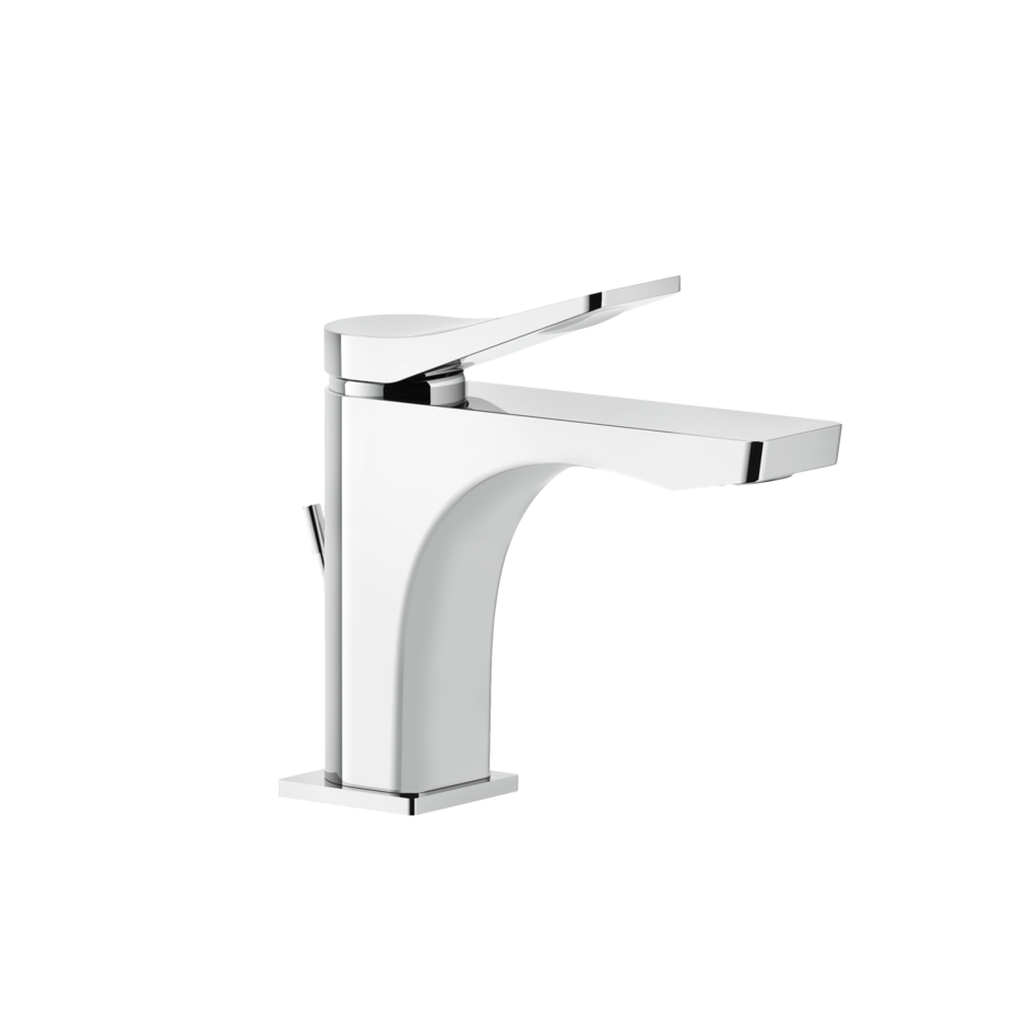 Gessi Rilievo Miscelatore Lavabo con scarico cartuccia 35 mm Cromo Lucido in ottone ambientato su piano bagno con accessori