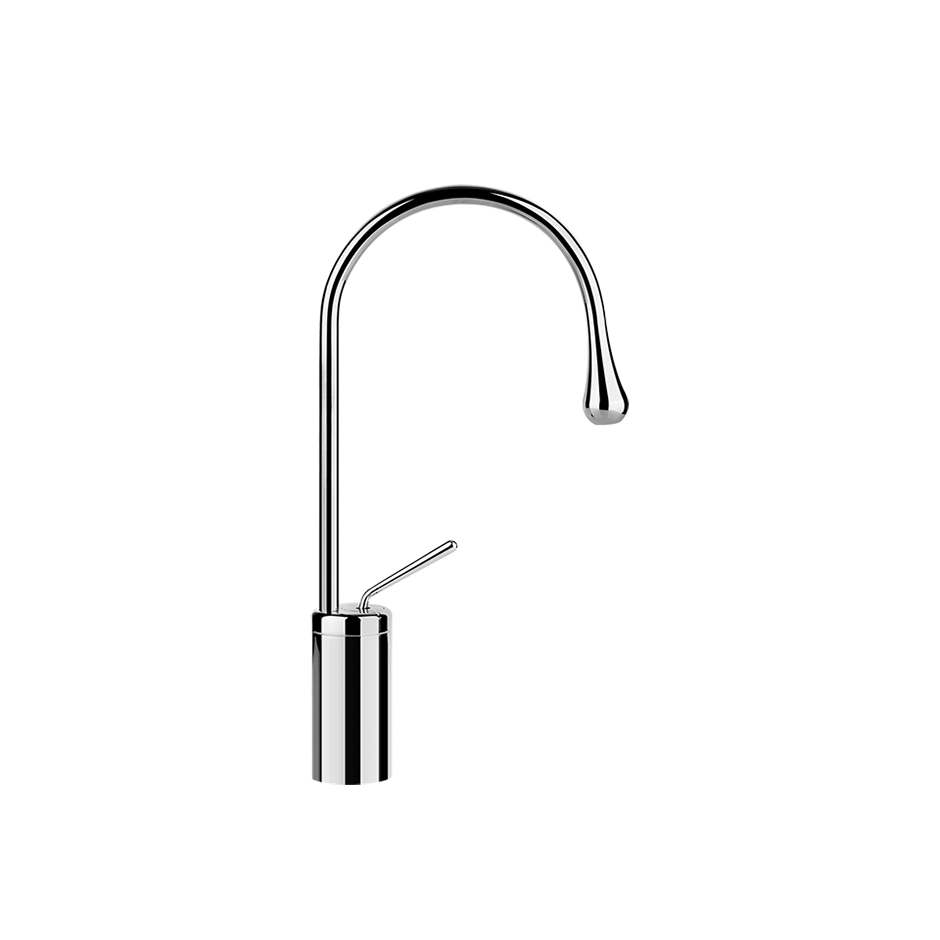 Gessi Goccia Miscelatore lavabo medio bocca corta senza Cromo Lucido ambientato su piano bagno con accessori