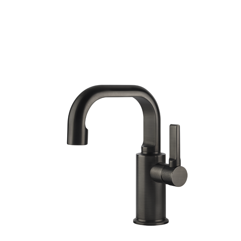 Gessi Inciso Miscelatore lavabo senza scarico black xl ambientato su piano bagno con accessori