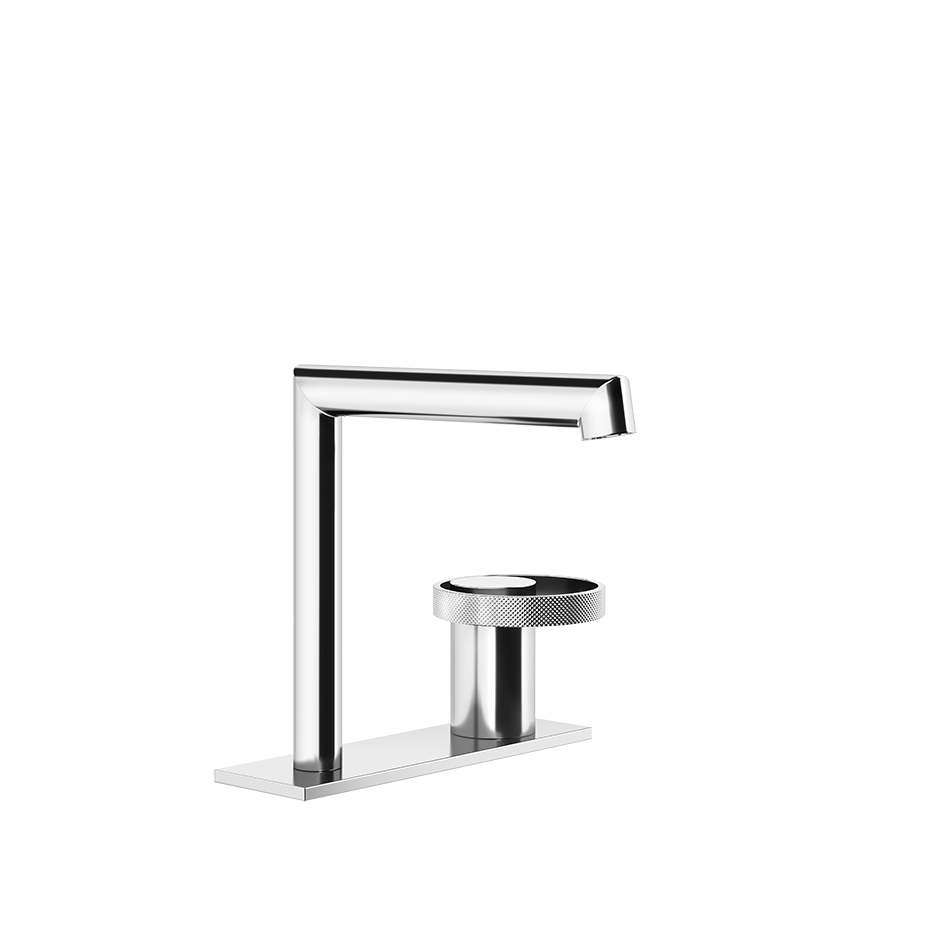 Gessi Anello Miscelatore lavabo senza scarico cromo Cromo Lucido ambientato su piano bagno con accessori
