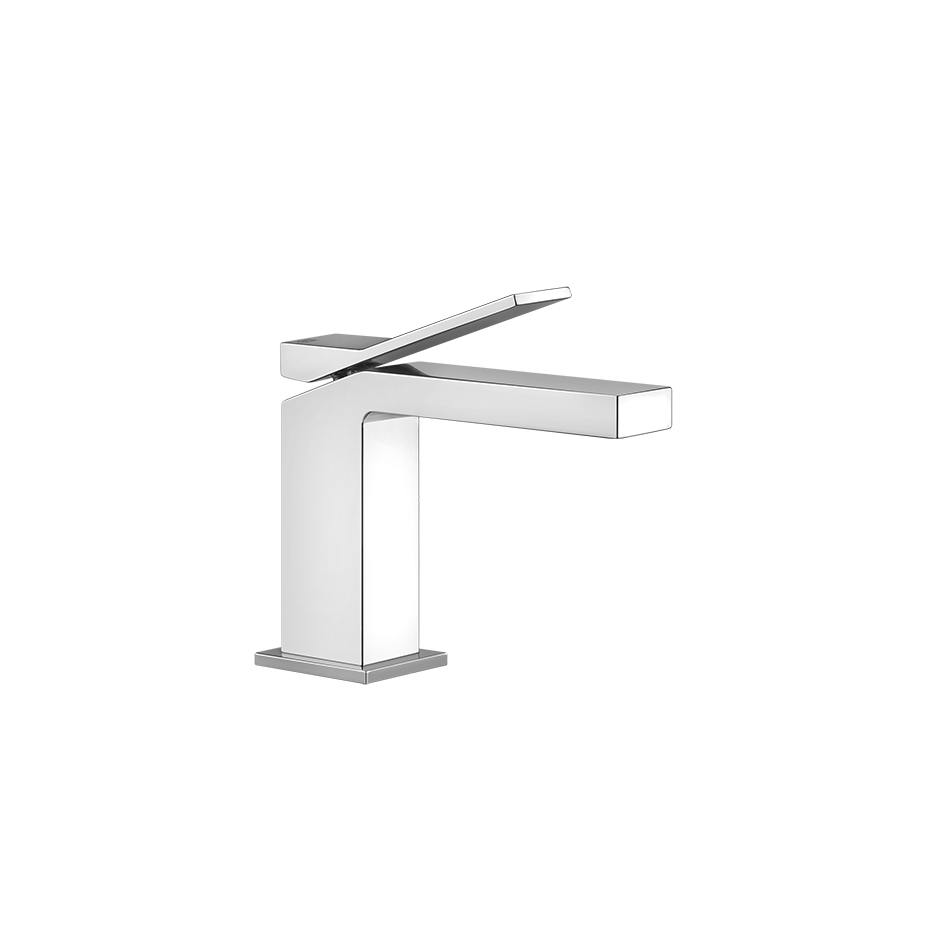 Rettangolo K Gessi Miscelatore lavabo senza scarico Cromo Lucido ambientato su piano bagno con accessori