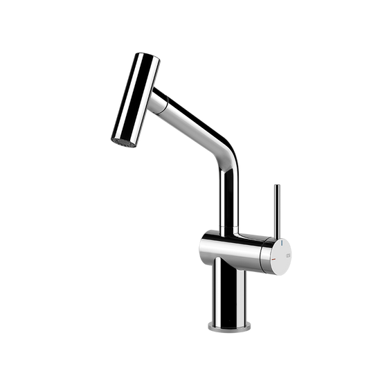 Miscelatore lavello monocomando con canna giravole e doccetta doppio getto cromo inedito 60425 gessi