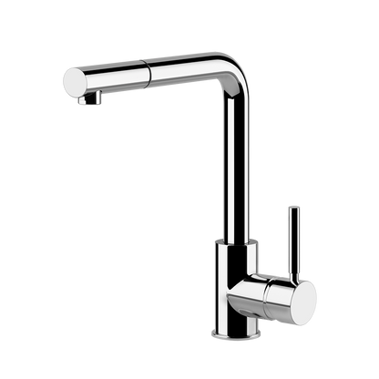 Miscelatore lavello monocomando con canna giravole e doccetta estraibile 1jet cromo Gessi