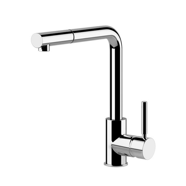 Miscelatore lavello monocomando con canna giravole e doccetta estraibile 1jet cromo Gessi
