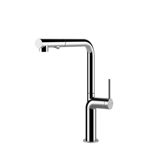 Miscelatore lavello monocomando con canna giravole e doccetta estraibile doppio getto cromo stelo 60311 gessi