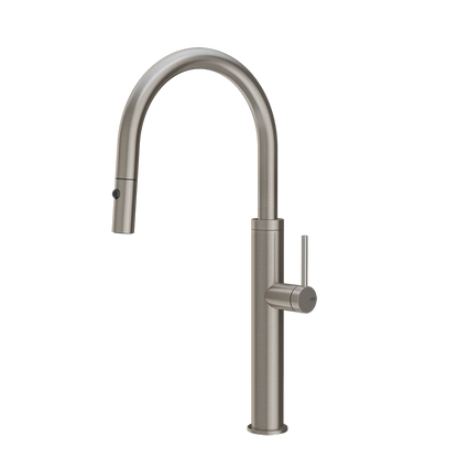 Miscelatore Lavello Monocomando Con Canna Giravole E Doccetta Estraibile Doppio Getto Steel Brushed Tapware 60022 Gessi