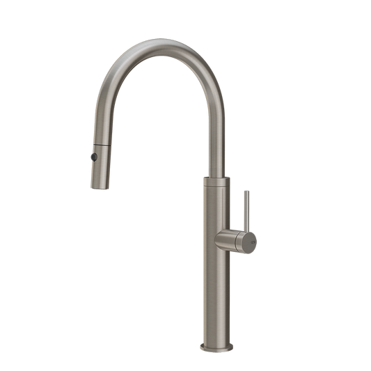 Miscelatore Lavello Monocomando Con Canna Giravole E Doccetta Estraibile Doppio Getto Steel Brushed Tapware 60022 Gessi