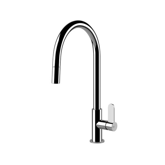 Miscelatore lavello monocomando con canna girevole e doccetta estraibile monogetto cromo helium 60077 gessi