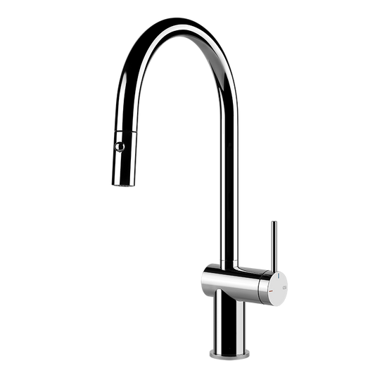 Miscelatore lavello monocomando con canna girevole e doccetta estraibile doppio getto cromo inedito 60413 gessi