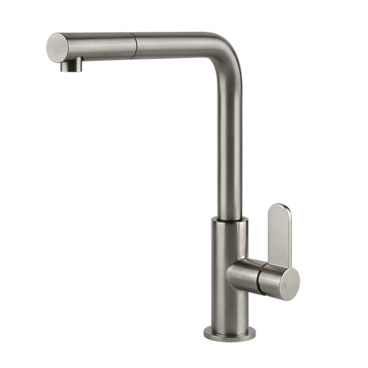 Miscelatore Lavello Monocomando Girevole con Doccetta Estraibile Doppio Getto Steel Brushed Tapware 60537 Gessi