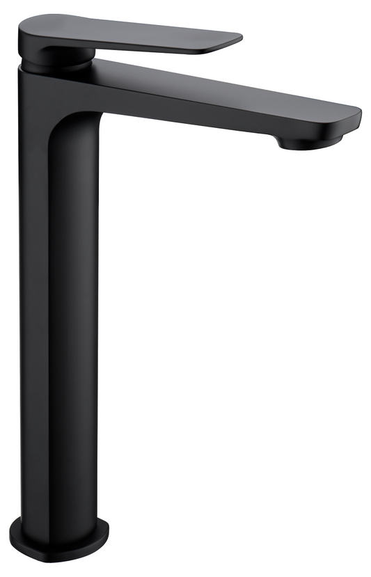 Miscelatore monocomando alto per lavabo senza scarico in ottone nero opaco momo