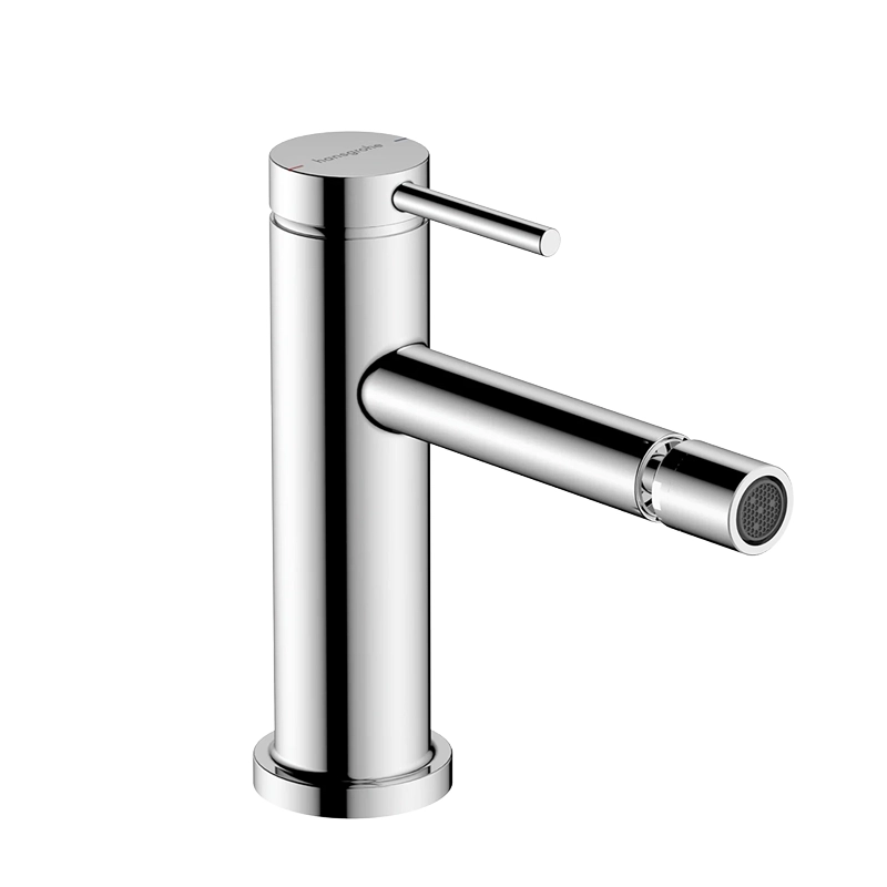 Hansgrohe Tecturis S Miscelatore bidet con salterello cromo, dettaglio ravvicinato della finitura e del marchio
