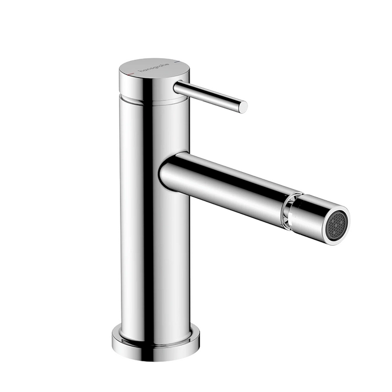 Hansgrohe Tecturis S Miscelatore bidet con salterello cromo, dettaglio ravvicinato della finitura e del marchio