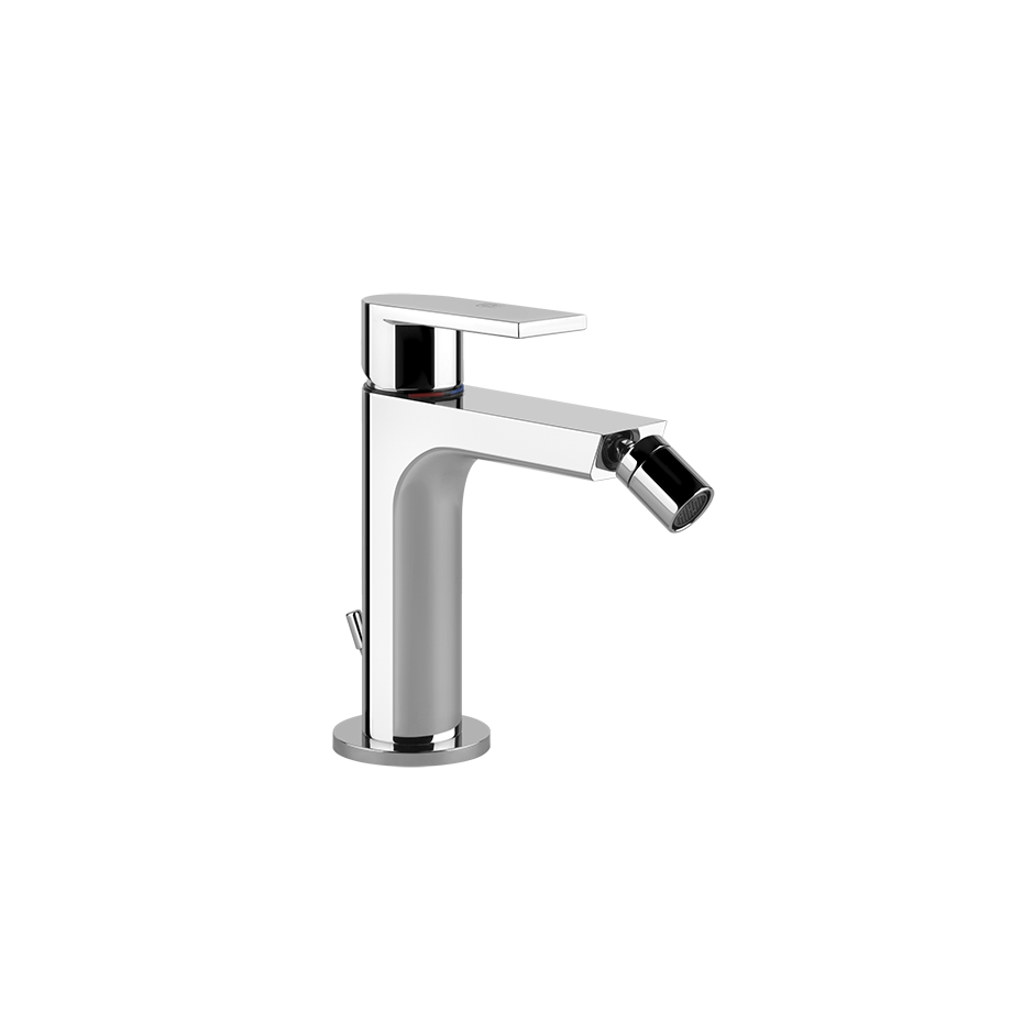 Gessi Via Manzoni Miscelatore bidet Monocomando Con Scarico Cromo Lucido, vista frontale della maniglia e della bocca di...
