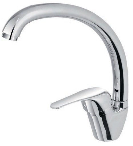 Miscelatore monocomando lavello canna alta ad ombrello leva orizzontale cromo Feridras