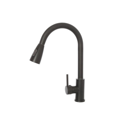 Miscelatore monocomando lavello con doccetta 2 jet estraibile in acciaio inossidabile nero opaco Kitchen