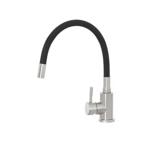 Miscelatore monocomando lavello in acciaio inossidabile spazzolato con canna in silicone Kitchen