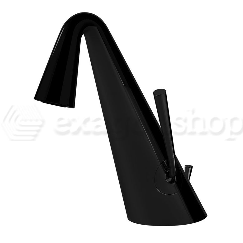 Miscelatore Monocomando per Lavabo completo di Piletta Nero Nero Opaco, vista frontale su sfondo bianco