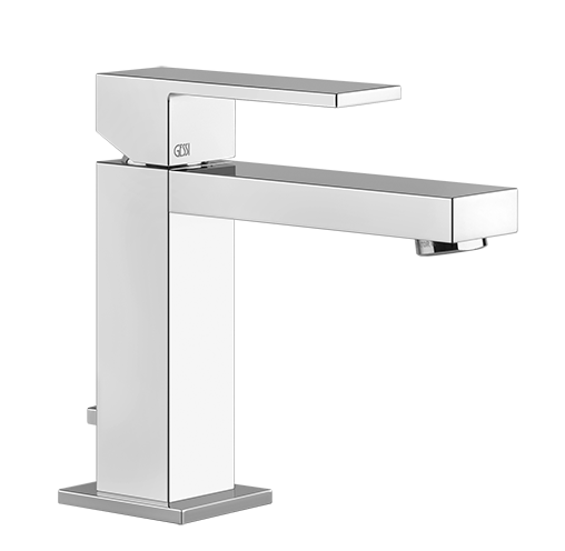 Gessi Rettangolo Miscelatore Lavabo con piletta Cromo Cromo Lucido, vista frontale su sfondo bianco