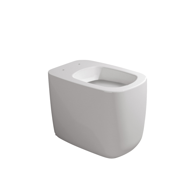 Ceramica flaminia monÃ² vaso filo muro a pavimento scarico ambientato su piano bagno con accessori