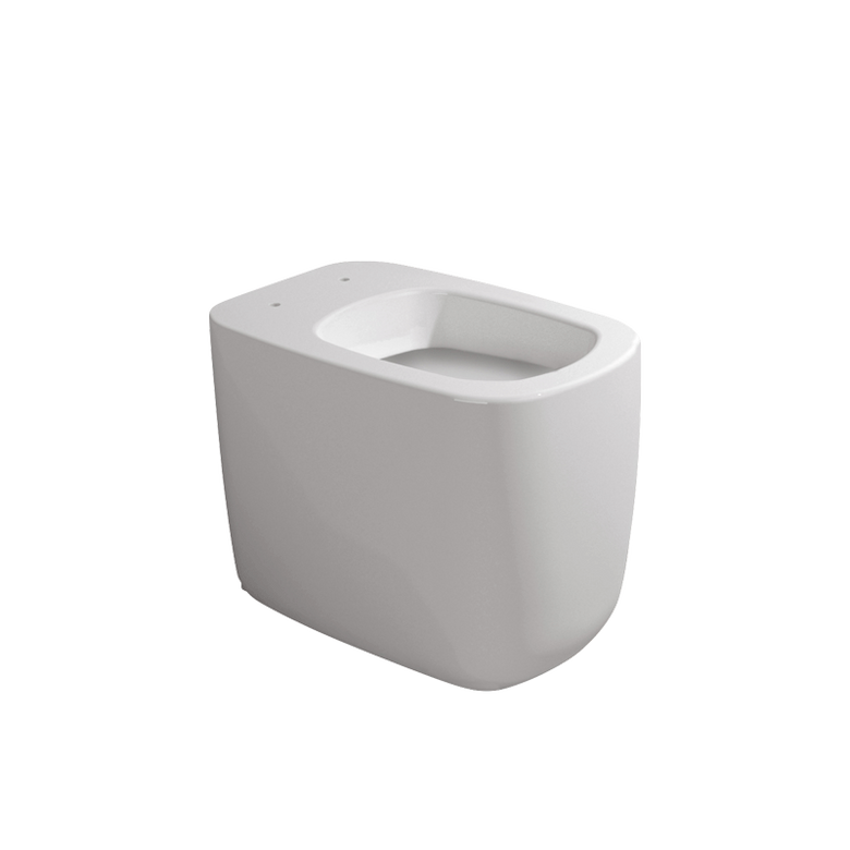 Ceramica flaminia monÃ² vaso filo muro a pavimento scarico ambientato su piano bagno con accessori