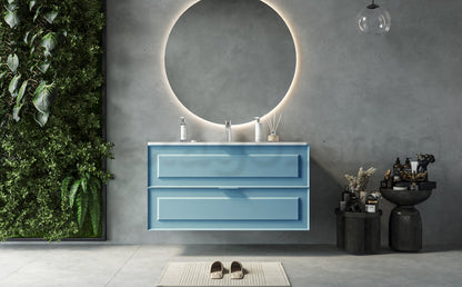 Mobile bagno azzurro opaco 102x47 Dublino con lavabo in ceramica due cassetti con cornice