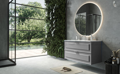 Mobile bagno grigio opaco 102x47 Dublino con lavabo in ceramica due cassetti con cornice