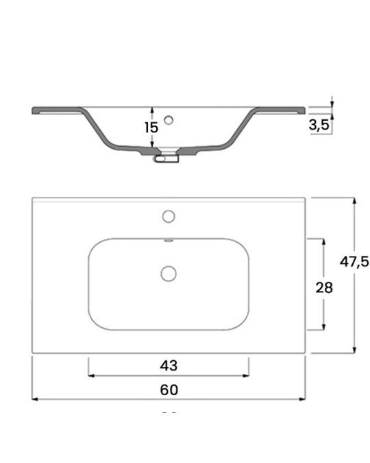 Mobile bagno 60x47 a pavimento nero con lavabo e specchio Borg