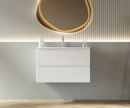 Mobile bagno cannettato 80X46 bianco lavabo resina soft close Pisa