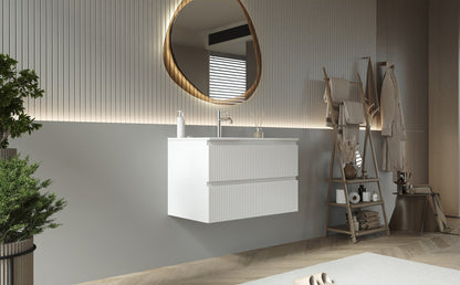 Mobile bagno cannettato 80X46 bianco lavabo resina soft close Pisa