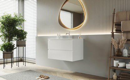 Mobile bagno cannettato 80X46 bianco lavabo resina soft close Pisa