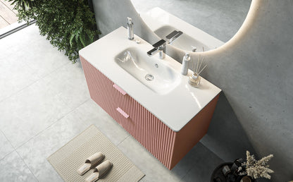 Mobile bagno rosa 82x47 cannettato lavabo in ceramica Teramo