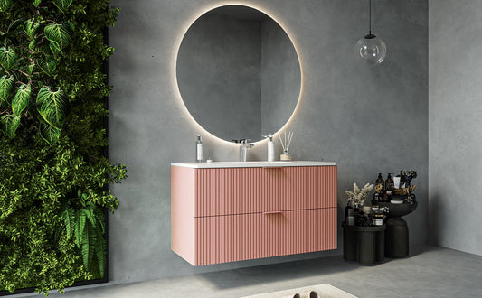 Mobile bagno cannettato rosa 82x47 cannettato lavabo in ceramica Teramo