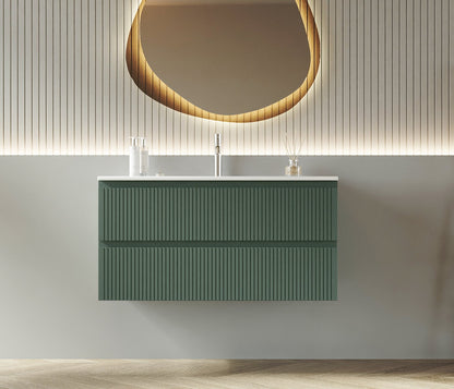 Mobile bagno cannettato 100X46 verde lavabo resina soft close Pisa